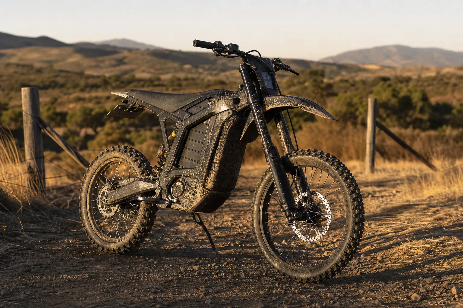 Street legal electric dirt bike guide — trail electric dirt bike parked on a rural trail