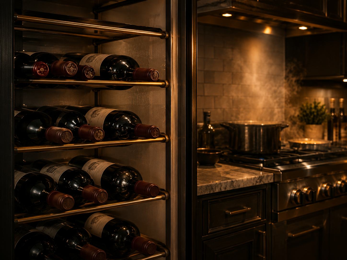 Wine stored near a warm kitchen heat source