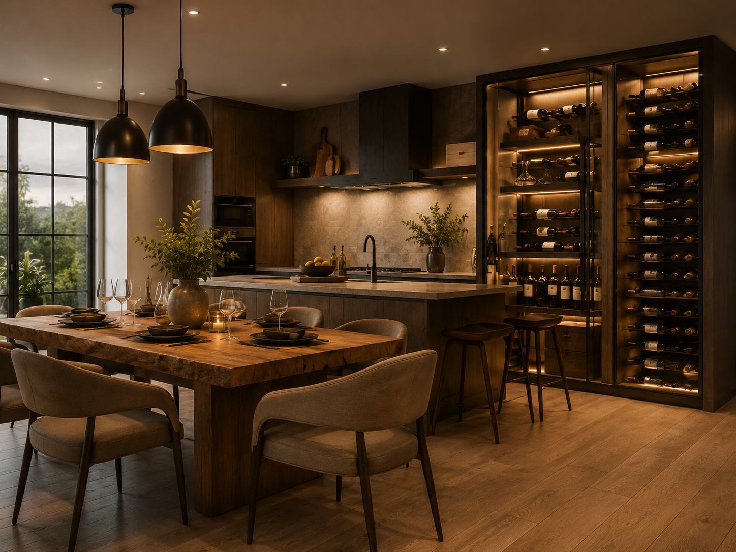 Built-in wine fridge in a modern kitchen
